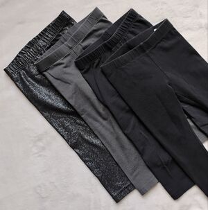 Lot Of 4 Black Gray Stretch Leggings | Playground Outdoor Play Pants | 2T
